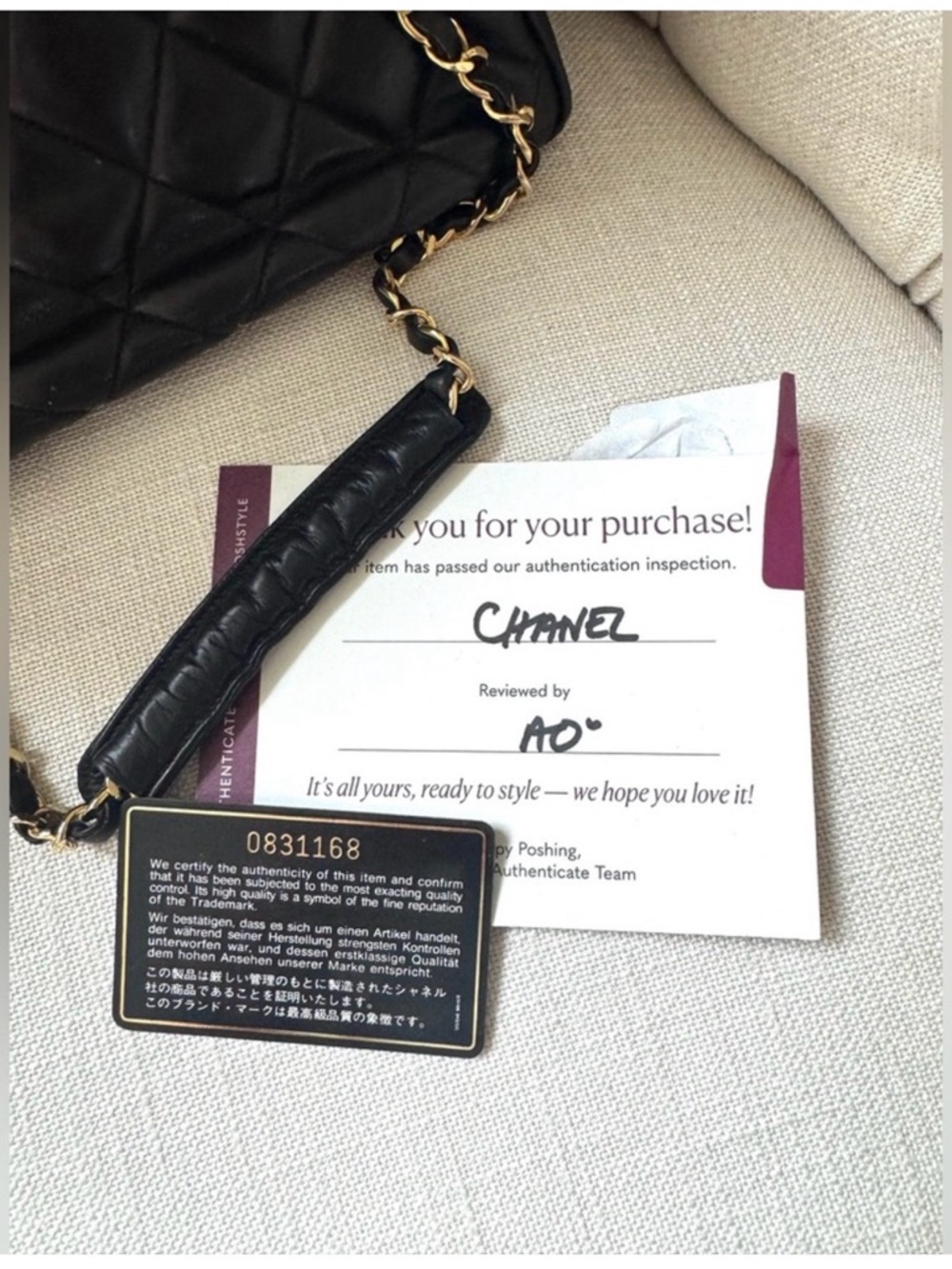 CHANEL Lambskin Black Quilted Leather Shoulder Bag with Gold Chain Straps - Picture 16 of 16